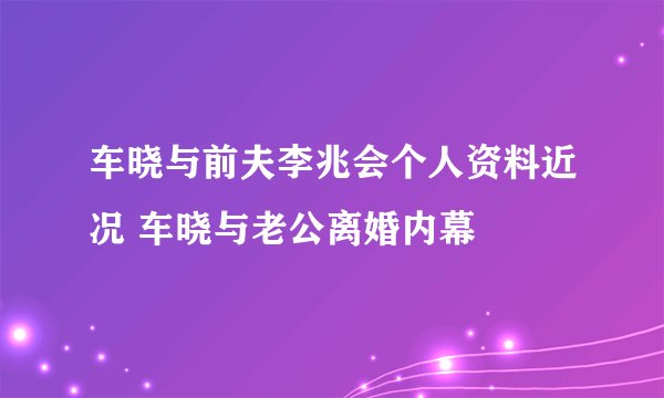 车晓与前夫李兆会个人资料近况 车晓与老公离婚内幕