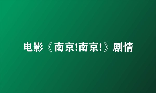 电影《南京!南京!》剧情