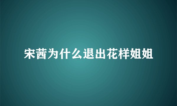 宋茜为什么退出花样姐姐