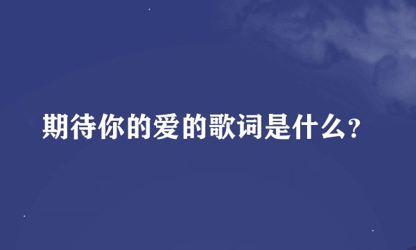 期待你的爱的歌词是什么？