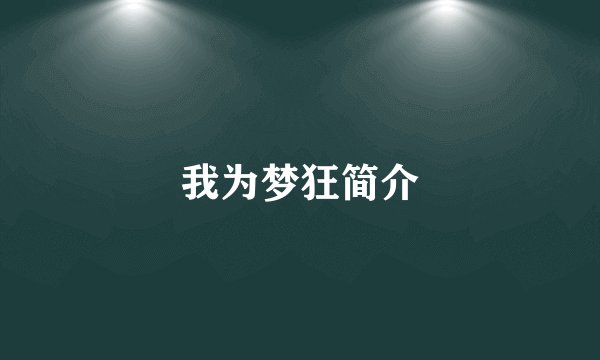 我为梦狂简介