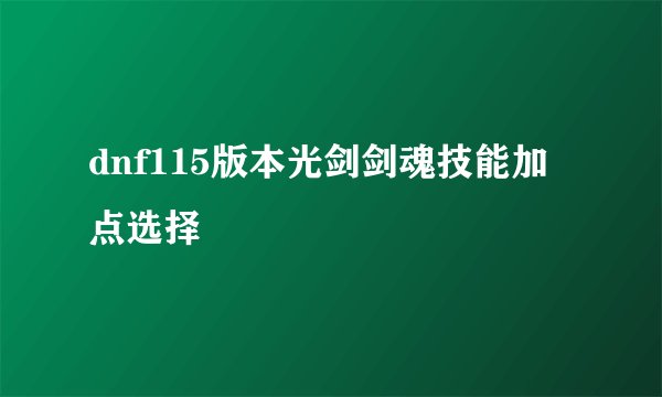 dnf115版本光剑剑魂技能加点选择