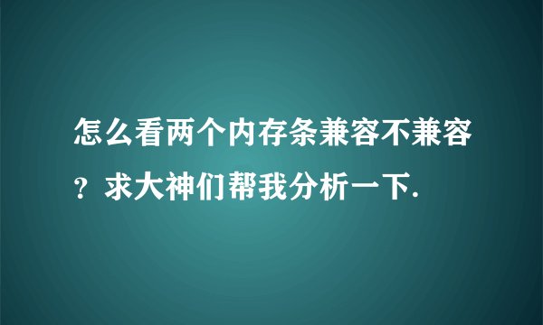怎么看两个内存条兼容不兼容？求大神们帮我分析一下.