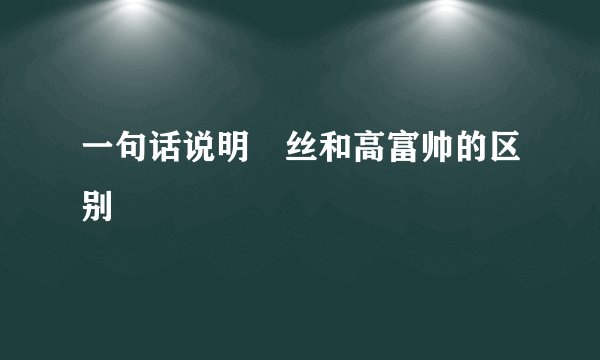 一句话说明屌丝和高富帅的区别