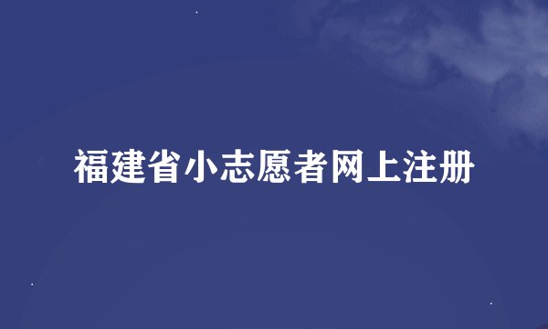 福建省小志愿者网上注册