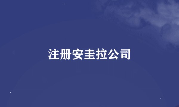 注册安圭拉公司