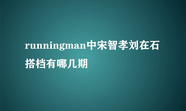 runningman中宋智孝刘在石搭档有哪几期