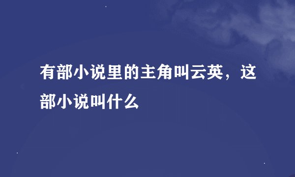 有部小说里的主角叫云英，这部小说叫什么