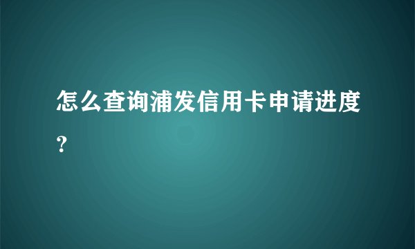怎么查询浦发信用卡申请进度？