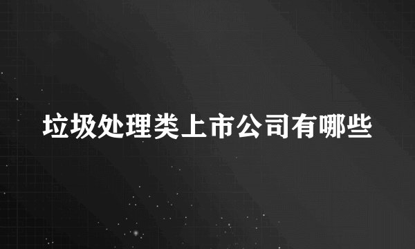 垃圾处理类上市公司有哪些
