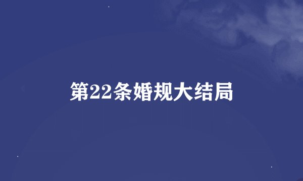 第22条婚规大结局