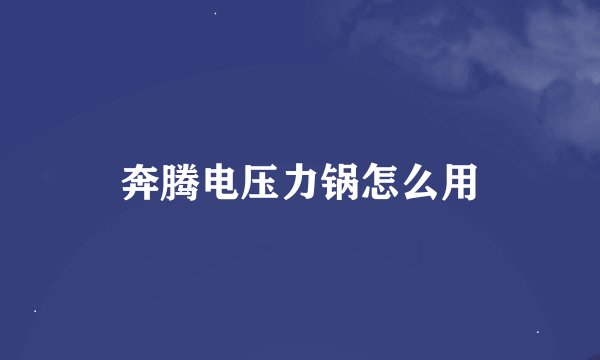 奔腾电压力锅怎么用