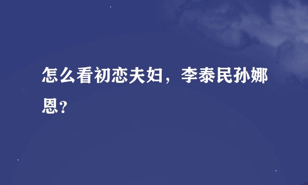 怎么看初恋夫妇，李泰民孙娜恩？