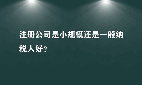 注册公司是小规模还是一般纳税人好？