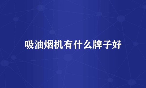 吸油烟机有什么牌子好