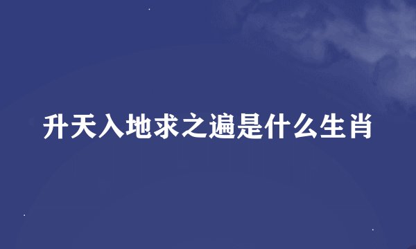 升天入地求之遍是什么生肖