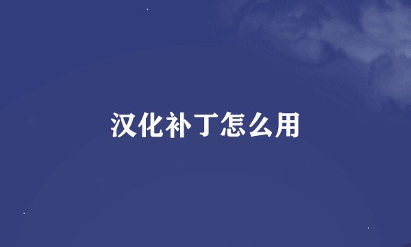 汉化补丁怎么用