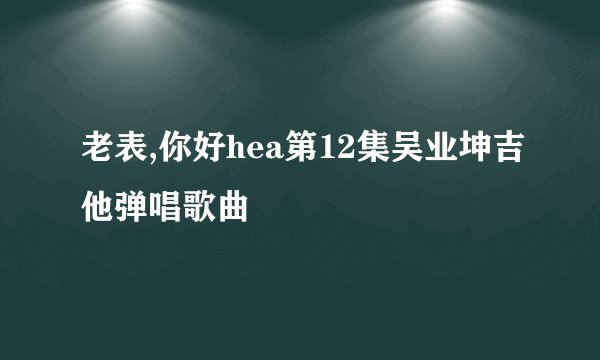 老表,你好hea第12集吴业坤吉他弹唱歌曲