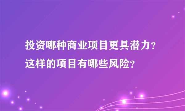 投资哪种商业项目更具潜力?这样的项目有哪些风险?