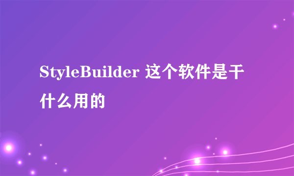 StyleBuilder 这个软件是干什么用的