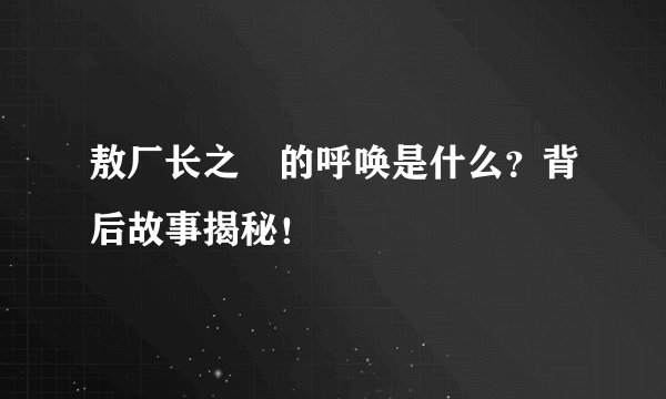 敖厂长之囧的呼唤是什么?背后故事揭秘!