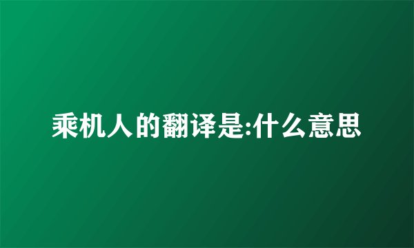 乘机人的翻译是:什么意思