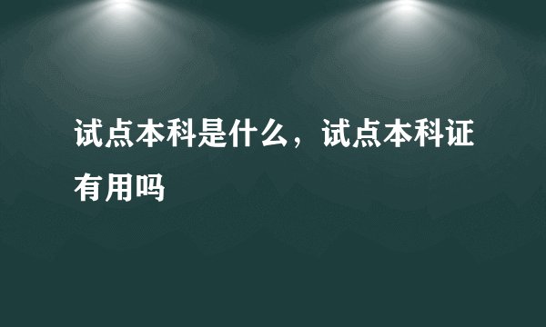 试点本科是什么，试点本科证有用吗