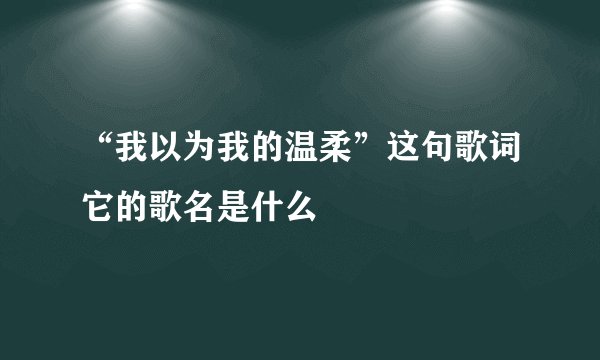 “我以为我的温柔”这句歌词它的歌名是什么
