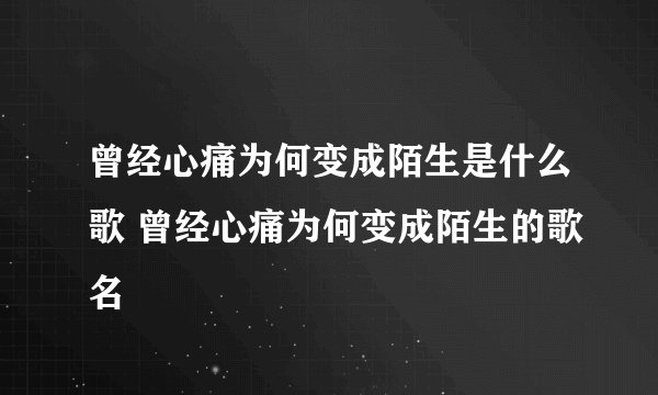 曾经心痛为何变成陌生是什么歌 曾经心痛为何变成陌生的歌名