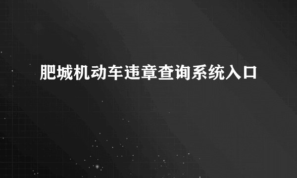 肥城机动车违章查询系统入口
