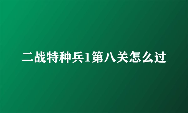 二战特种兵1第八关怎么过