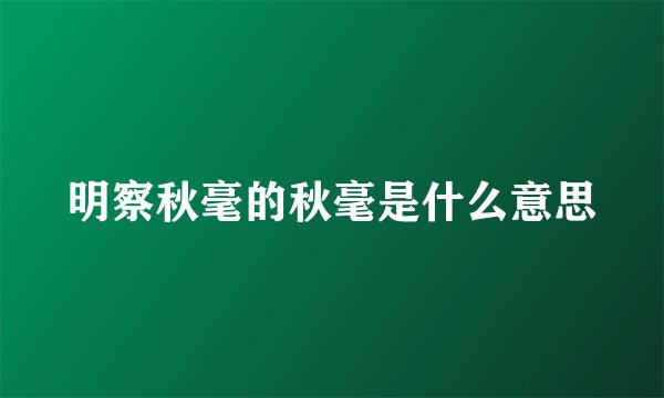 明察秋毫的秋毫是什么意思