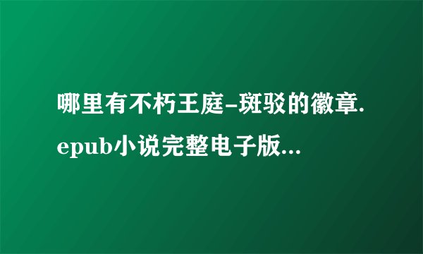 哪里有不朽王庭-斑驳的徽章.epub小说完整电子版百度网盘链接获取