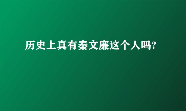 历史上真有秦文廉这个人吗?