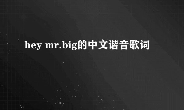 hey mr.big的中文谐音歌词