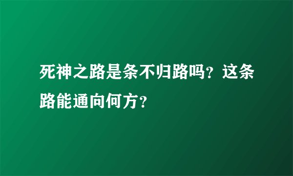 死神之路是条不归路吗？这条路能通向何方？