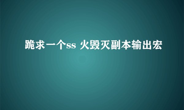 跪求一个ss 火毁灭副本输出宏