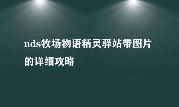nds牧场物语精灵驿站带图片的详细攻略