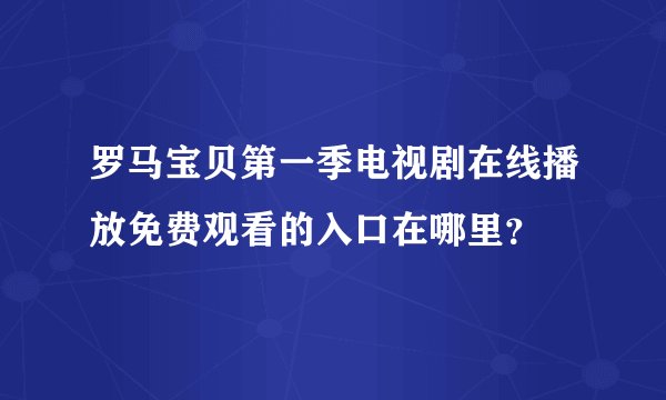 罗马宝贝第一季电视剧在线播放免费观看的入口在哪里？