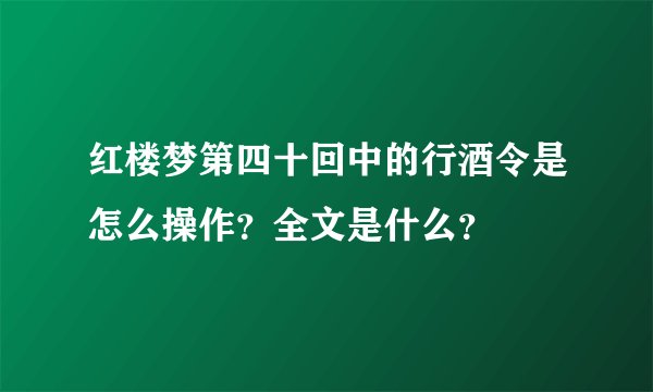 红楼梦第四十回中的行酒令是怎么操作？全文是什么？