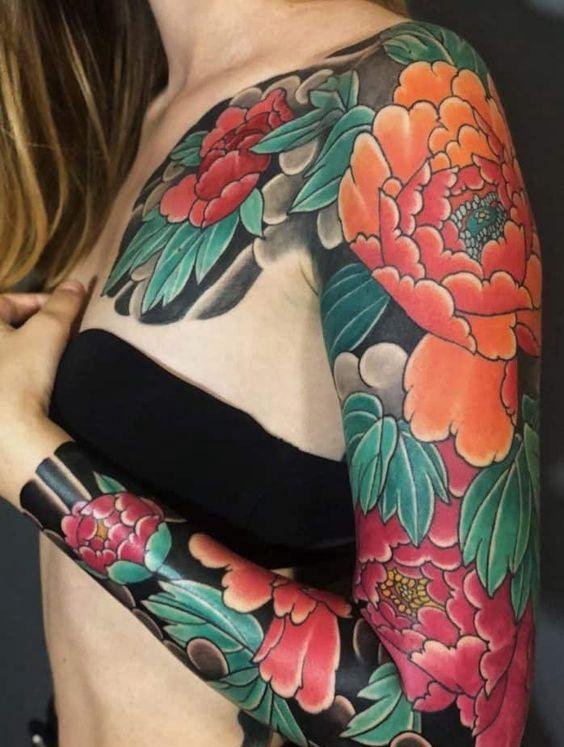 樱花臂纹身 图案图片 花臂纹身